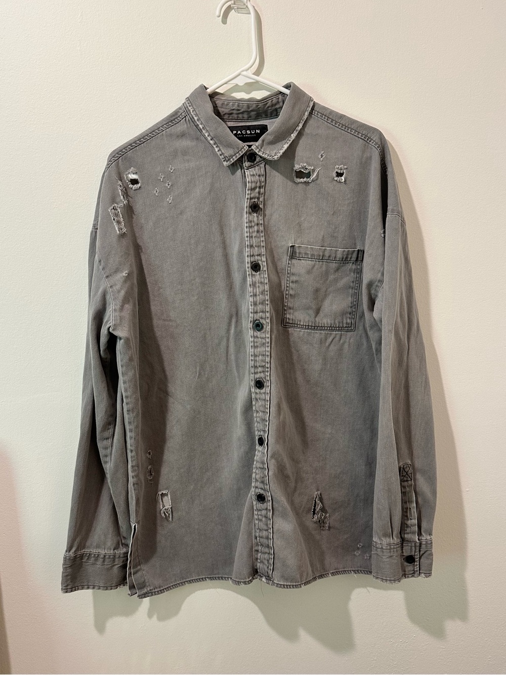 PacSun Distressed Gray Lightweight Shirt Jacket